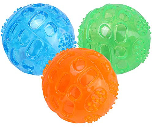 Pssopp 3 Stücke Hundespielzeug Quietschball Spielzeug für Hunde Unzerstörbar Hunde Bälle Hundespielball aus Naturkautschuk Gummi Hunde Bälle Spielzeug für Hunde, Ø 7,5cm