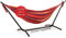 WOMA Hängematte für 2 Personen mit Gestell in Rot Gelb Orange für bis zu 180 kg I Wetterfeste Doppelhängematte Indoor & Outdoor I Stabile Hängematte XXL aus Baumwolle für Balkon & Garten