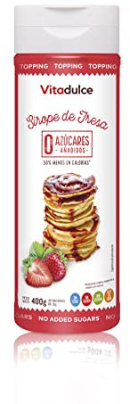 Sirope de fresa sin azúcares añadidos, Sirope bajo en calorías, Topping de fresa 400 gr - Vitadulce
