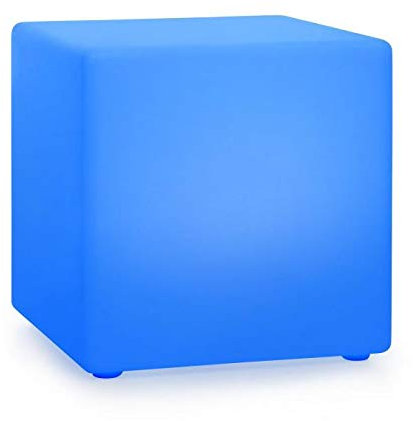 blumfeldt Shinecube XL Lámpara de jardín - iluminación LED en 16 Colores, tamaño: 40 x 40 x 40 cm, luz estroboscópica, Flash, Resistente al Agua, Mando a Distancia, batería, Material: PE, Blanco