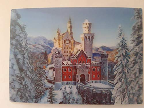 Schöning 3 D Ansichtskarte Schloß Neuschwanstein, Winter, Postkarte Wackelkarte Hologrammkarte Bayern