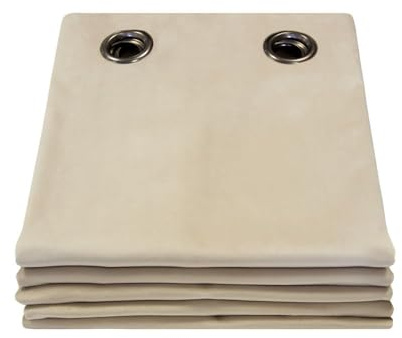 Moondream DecibelControl™ Akustikvorhang 3in1 | Lärmschutz | Thermoisolierung Winter+Sommer | 100% Verdunkelung | Patentierte Technologie | EU | Samt | Ösen | Beige MC15 | 130B x 260H cm