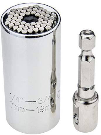 Stix Universal Steckschlüssel Cr-V Nuss Multi Funktions 7-19 mm Universalschlüssel mit Adapter