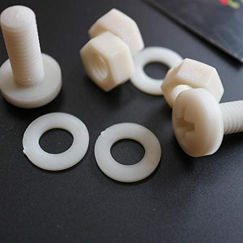 50 x tête cylindrique en super nylon renforcé de fibre de verre, vis à tête cruciforme, M8 x 20 mm, écrous et boulons en plastique, rondelles