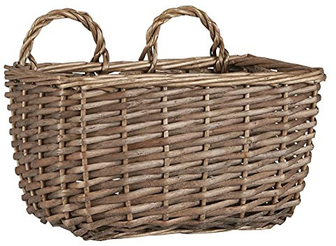 IB Laursen Ratten Wandkorb mit 2 Henkeln Korb Henkelkorb Weidenkorb Aufbewahrungskorb L21x15x13cm