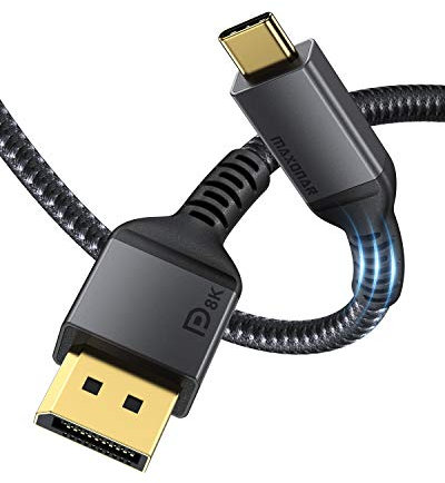 Maxonar Lot de 2 Câbles USB C vers DisplayPort 8K@60Hz 4K@60Hz/144 Hz/120 Hz 5K@60Hz 2K@240Hz Thunderbolt 3 vers DisplayPort Adaptateur HBR3 DP 1.4 pour Mac Studio M1 MacBook Pro 1,2 m certifié VESA