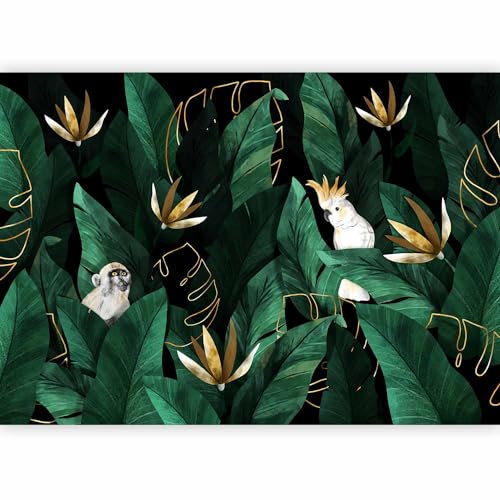 murando Photo Wallpaper Tropical Leaves 441x315 cm / 174 x 124 Peel and Stick Self-Adhesive Foil Print Wall Mural Jungle Animal Bird Monkey g-C-0399-a-a