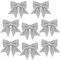 HONGCI 8 Pack Silver Bows for Christmas Tree,5.5 Inch Glitter Wreaths Bows Christmas Bows for Tree Decorations,Xmas Tree Bows,Sequin Bows Ties Ornaments for Christmas Tree,Wreaths,Garland Decorations