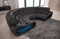 Sofa Dreams Ledersofa Concept in C Form - mit LED Beleuchtung, ergonomische Rückenlehnen/Lederfarben wählbar (Black)