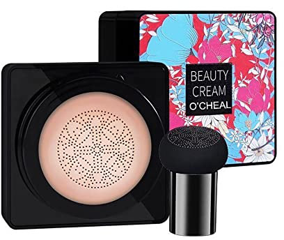 O'CHEAL Pilzkopf Luftkissen BB Creme Foundation-Creme für das Gesichts-Make-up Concealer-Kissen für das Gesicht Comestics Make-up-Kissen Kompakt Elfenbeinweiß