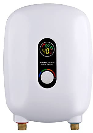 GDWD chauffe-eau instantané circuit ouvert à écoulement libre 6,5 kW 220 V Bouton rotatif (Blanc)