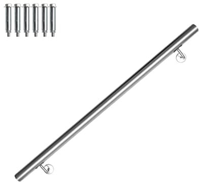 Gimisgu Pasamanos de acero inoxidable, pasamanos para escaleras, pasamanos de pared, escalera para interior y exterior, barra con soporte y tapas, diámetro de 42 mm, longitud: 100 cm