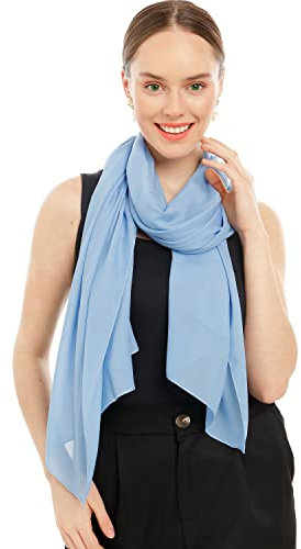 Chiffon Schal Damen Hellblau - Seidenweich und Federleicht - Eleganter Halstuch Schal - Polyester Tuch Halstuch Damen Frühling Sommer - Pflegeleichtes Schaltuch - Damenschal Leicht (Hellblau)