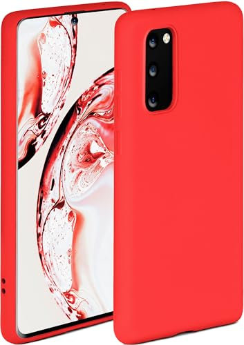 ONEFLOW Coque souple en silicone pour Samsung Galaxy S20 FE/FE 5G - Avec protection de l'appareil photo - En silicone avec protection accrue pour l'écran - Coque arrière souple - Rouge