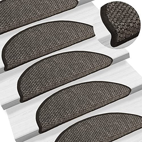 Mogou Treppenmatten Selbstklebend Sisal 15 STK Stufenmatten, Treppenteppich, Treppenstufen Matten, Treppenschutz, Stufenteppich, Treppenstufenmatten, 56x20 cm Anthrazit