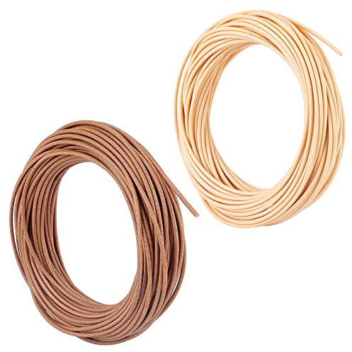 AHANDMAKER 2 Bundles Round Reed, 150g 1/10 Inch Fruit Basket Weaving Cane Wicker Plastic Material Rattan Reed Webbing Repair Supplies for DIY Craft Bread Basket Making