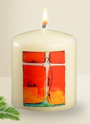 Kopschitz Kerzen Osterkerze modernes Ostersymbol orange, ohne Jahreszahl 60 x Ø 50 mm