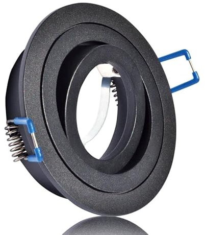 Lichtidee 3 x Einbaustrahler Rahmen Lampe Spot schwarz matt D Ring rund +GU10 L Fassung 230 Volt