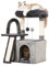 Happi N Pets katzenbaum klein, 76 cm Katzenbaumturm Mit Sisal-Seil Und Gemütliche Katzenstange, Großer Katzenhöhle, Mit Selbstpfleger Für Katzen, Stabil Aktivitätskratzbäume,Rauchgrau