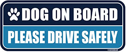 GEEKBEAR Auto-Magnet Hund an Bord, bunt, reflektierend, wetterbeständig, rechteckig, 22,1 x 8,9 cm, Marineblau / Blau