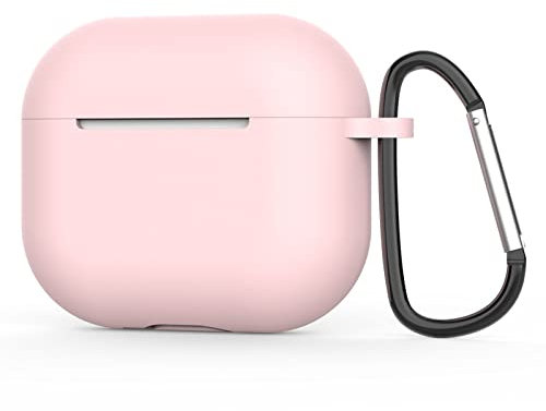 Airpods 3rd Generation Case Cover: 3rd Generation Apple Airpods Case Soft Silicone Protective Cover with Keychain Hook|Waterproof 3rd Gen Airpods Case Protector with Dust Plug (Pink)