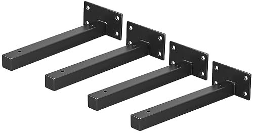 QUARKZMAN 4Stk Schwebende Regalstützen 8(200mm) Industrielle Metallträger für Regale Wandmontierte Regalstützen Schwarz