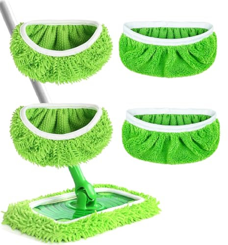 Lot de 4 tampons réutilisables pour Balai Swiffer Sweeper, lavables en Microfibre, serpillières sèches et humides Rechargeables pour sols durs et parquets