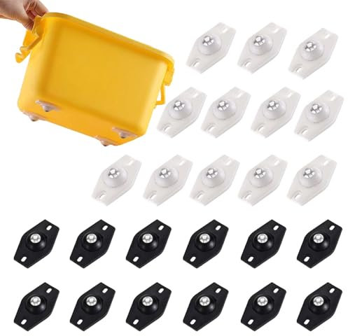 SVOCK 24pcs Kleine Rollen, Rollen für Möbel Klein, Selbstklebendes Rollenrad, Möbelrollen Weiß und Schwarz, Kugelrollen Mini Für Kleine Möbel und Aufbewahrungsboxen und Diy