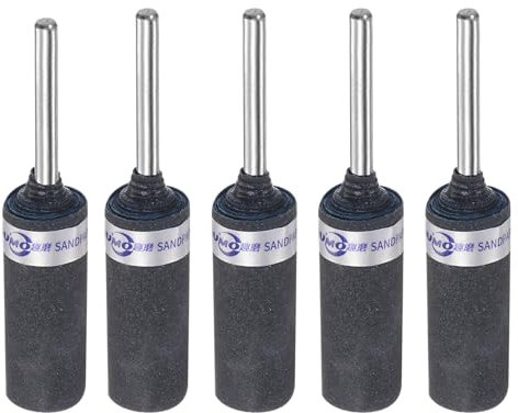 QUARKZMAN 5Uds Rollos de Papel de Lija Abrasivo de Grano 320 Mangas de Tambor de Lijado con Vástago de 3 mm Cabezales de Rectificado Cilíndricos para Carpintería Pulido de Metal