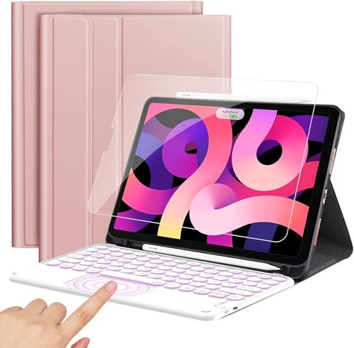 IVSOTEC Tastiera per iPad Air 5/4 generazione 2022/2020, tastiera retroilluminata, Spanish Ñ Keyboard Cover e pellicola protettiva per iPad Pro 11 2022 (4/3/2/1 generazione)