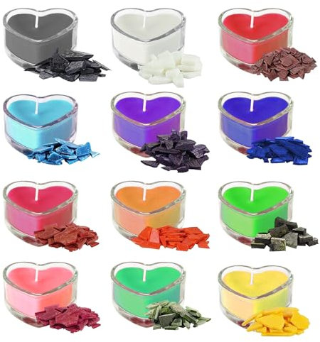 Colorante para Velas de Soja,Colorante de Cera para Velas,12 Colores Tintes para Hacer Velas,Colorante para Velas,Pigmento de Cera en Escamas,Tintes para para Hacer Velas Bricolaje (5g/cada color)