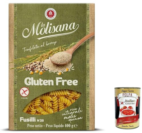 Italian Gourmet Fusilli n. 28 Pasta senza glutine, glutenfrei 20 x 400g | Mit Reis, Mais und Quinoa, tenuta alla cottura per primi piatti e Aufläufe, Gesamtnettogewicht 8 kg + Kostenlos Polpa 400g