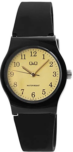 Q&Q by Citizen Herren Damen Armband Uhr Gelb Schwarz Silikon Analog Quarz Männer Frauen 9CP01J801Y