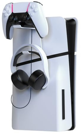EJGAME Headset-Halter, kompatibel mit PS5/PS5 Slim Konsole, Wandhalterung für PS5-Controller, PS5-Headset-Halter, Controller-Ständer, kompatibel mit PS Pulse Elite Ladebügel