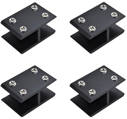 YFJBDKS Pince à Verre à 4 pièces à 180 degrés, Garde-Corps Verre à Pince à Verre, Support d'étagère en Verre en Alliage d'aluminium Double Face,pour extérieure côtière,Noir,14mm~16mm