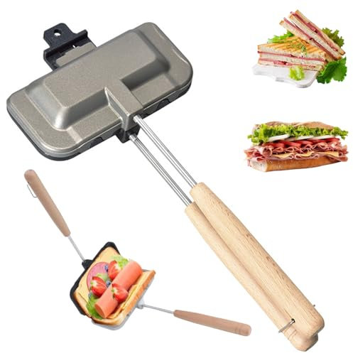 Sartén Para Sándwich, Sandwichera Caliente, Sartén De Sándwich De Doble Cara, Sandwichera Casera, Sartén De Doble Cara, Con Asas, Para Tostadas Waffle Panini, Para Cocina, Camping, Picnic