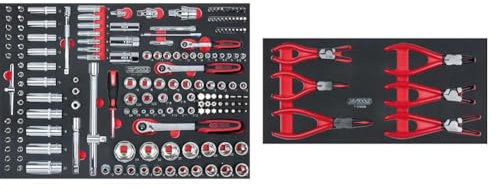 Kstools Module de douilles et accessoires 1/4'' - 3/8'' - 1/2', 175 pièces' & 713.5006 - Module de 6 Pinces à Circlips - pour Établi ou Servante d’Atelier