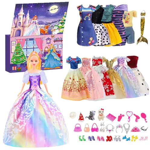 Adventskalender 2024 kinder, Mädchen Adventskalender Weihnachtsgeschenke Puppen Zubehör Modische Spielzeug, Magische Haustiere, 24-Tage-Countdown-Spielzeug, Geeignet für Mädchen ab 3 Jahren