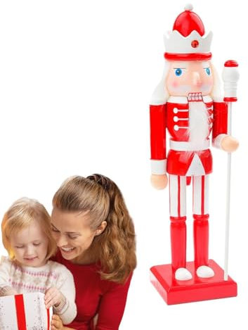 Cascanueces Decoración de Navidad | Cascanueces Decorativo de Navidad Rojo y | Cascanueces de Rey Grande Decoraciones de Navidad para estantes y mesas