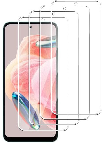 Dlxiks Protector de Pantalla para Xiaomi Redmi Note 12 5G / Poco X5 5G, Cristal templado Antiarañazos,Dureza 9H, fácil instalación, Sin Burbujas, Antiarañazos, HD Transparente, 4 Unidades