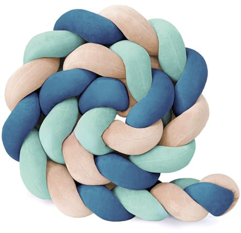 WLXFF Bettschlange Geflochten Nestchen Babybett Umrandung Geflochtene Bettschlange Baby Nestschlange Babybett Babybett Nestchen Bettumrandung Knotenkissen Bettumrandung,B14,400CM