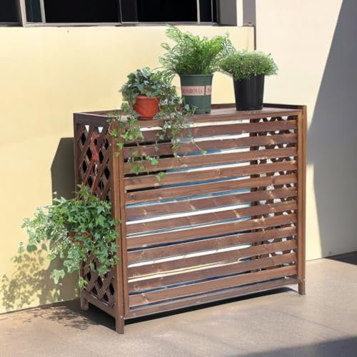 JXIPANUL Couvercle de radiateur en Bois Massif, Volets de clôture de climatiseur à persiennes, Support de climatisation extérieur pour Dissimuler Les unités de climatisation externes (Taill