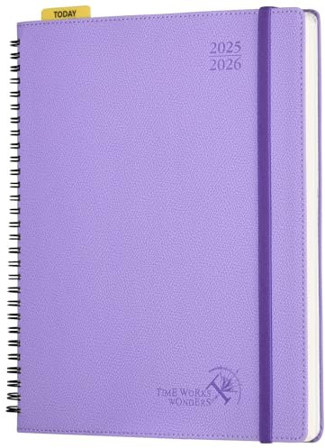 POPRUN Kalender 2025 2026 Horizontale Wochenplaner (Aug.2025-Dez.2026) – Ringbuch mit Softcover, ca. A4 (21.8x26,4 cm),17-Monate-Terminplaner 1 Woche 2 Seite, Lavendel