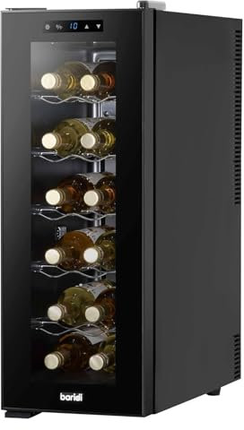 Pink Beryl Black 12 Bottle Wine Fridge Cooler, Super Quiet 25dB, Touch Control, LED - DH73