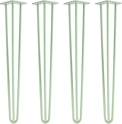 Lot de 4 pieds de table en acier pour bureau, table à manger, robuste, style industriel moderne (56 cm, vert)
