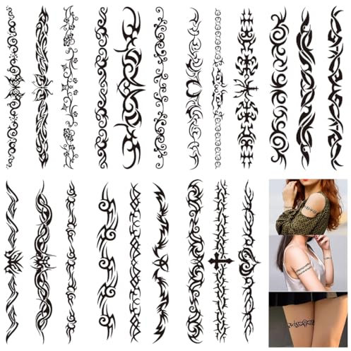 UENXRXE 7 Feuilles De Tatouage Temporaire,Autocollant Noir Tribal Faux Tatouage,Esquisse,Autocollant De Tatouage Temporaire,Tatouage Adhésif Pour Femme Et Homme