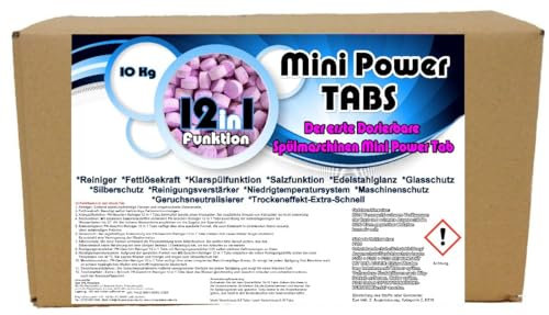 10 Kg Spülmaschinentabs Mini Power Spülmaschinen Tabletten Spültabs Geschirrspültabs 12in1 Der erste Dosierbare Spülmaschinentab All in One Tabs Umweltschonend, da ohne Folie & Füllstoffe MINI TABS