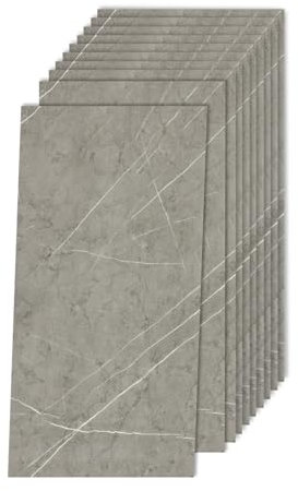 Decoroom Tile Stickers Dark Grey 60x30cm/10pcs,Marble Self Adhesive Wall Tiles Waterproof,Peel and Stick on Wall for Bathroom Kitchen Splashback
