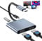 Adaptador USB C a HDMI,4 en 1 Cable USB C a HDMI con 2 HD-MI, U SB, PD 100W,Adaptador HD-MI 4k@60Hz y Doble 4k@30Hz Compatible con MacBook/MacBook Pro/Air M4 M3 M2 M1, Mac, iMac, iPad,Laptop,Portátil