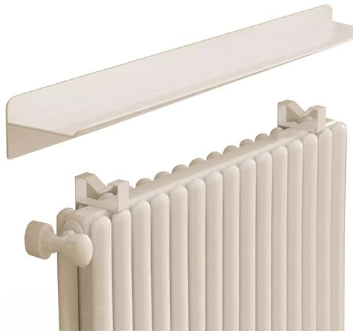 Modern White Metal Radiator Shelf 40cm Floating Shelving Unit with Stand for Storage (Width 15CM) Maximize Space and Style
